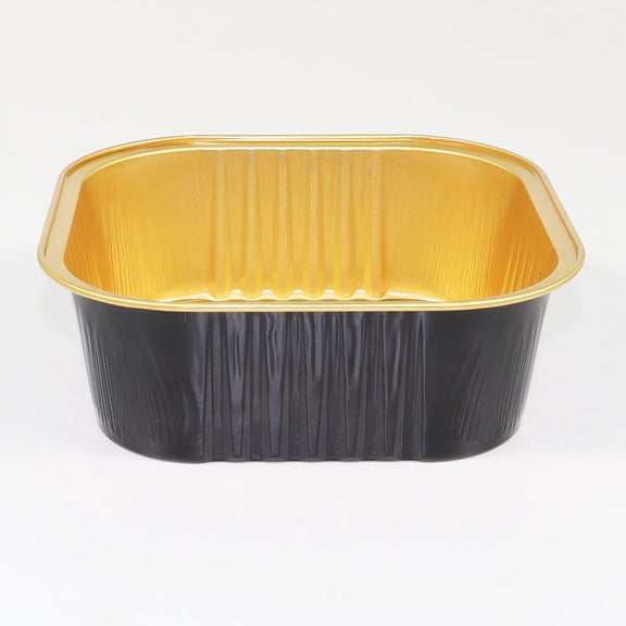 ERDOUY 100pcs Mini Aluminum Foil Cupcake Baking Cups Disposable Mini Cake Containers Flan Molds for Pudding, Souffle, Party, Wedding (Black Gold)