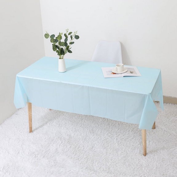 ERDOUY 10Pcs Colorful Rectangle Plastic Tablecloth Disposable Waterproof Party Table Cloth 53.93x107.87'' Tablecloth Tablecloths for Picnic Kitchen Birthday (Light Blue)
