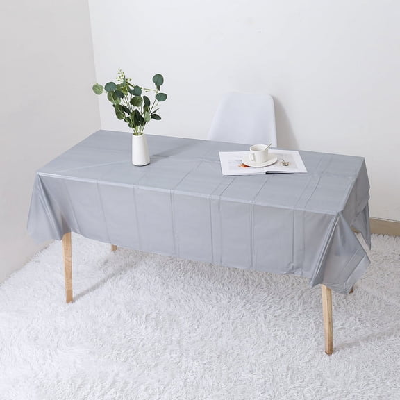 ERDOUY 10Pcs Colorful Rectangle Plastic Tablecloth Disposable Waterproof Party Table Cloth 53.93x107.87'' Tablecloth Tablecloths for Picnic Kitchen Birthday (Grey)