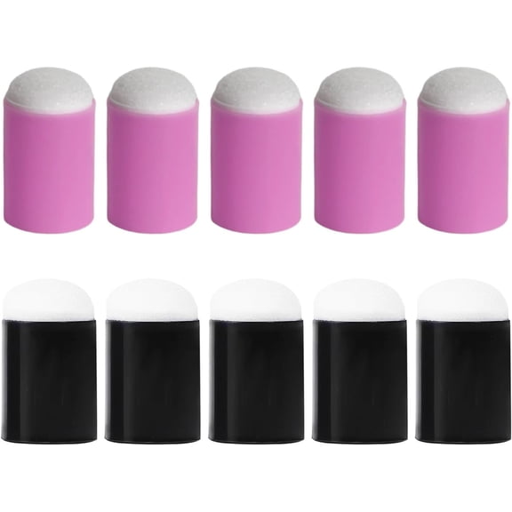 ERDOUY 10pcs Finger Painting Sponge Craft Drawing Sponge for Art Craft Finger Sponge Daubers Painting Sponges for Painting Craft Supplies (5Black+5Pink)