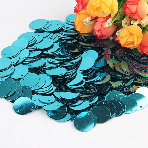 ERDOUY 150 Pieces 20mm/0.79 Inch Flat Round Craft Sequins, Single Hole Loose Paillettes for Embroidery, Sewing Projects, DIY Clothing & Jewelry Making Supplies, Light Blue