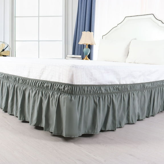 ERDOUY 15in Drop Easy-Install King Bed Skirt, 78*80in Soft Ruffled Dust Ruffle, Durable Light Grey 1 Piece Bedroom Decor