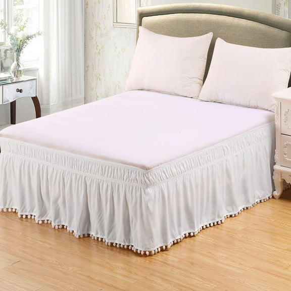 ERDOUY 15in Drop Easy-Install Queen Bed Skirt, 60*80in Soft Ruffled Dust Ruffle, Durable White 1 Piece Bedroom Decor