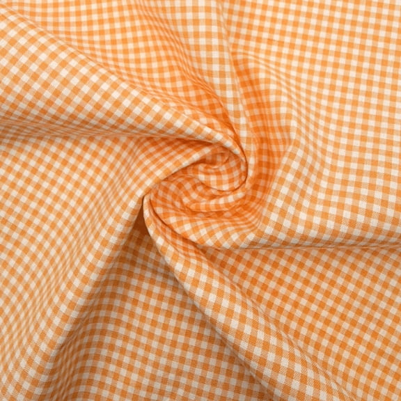ERDOUY 22mm Grid Gingham Cotton Cloth, Orange & White Plaid Soft Fabric, 59 Inch Width 39 Inch Length for Sewing, Quilting & DIY Decoration
