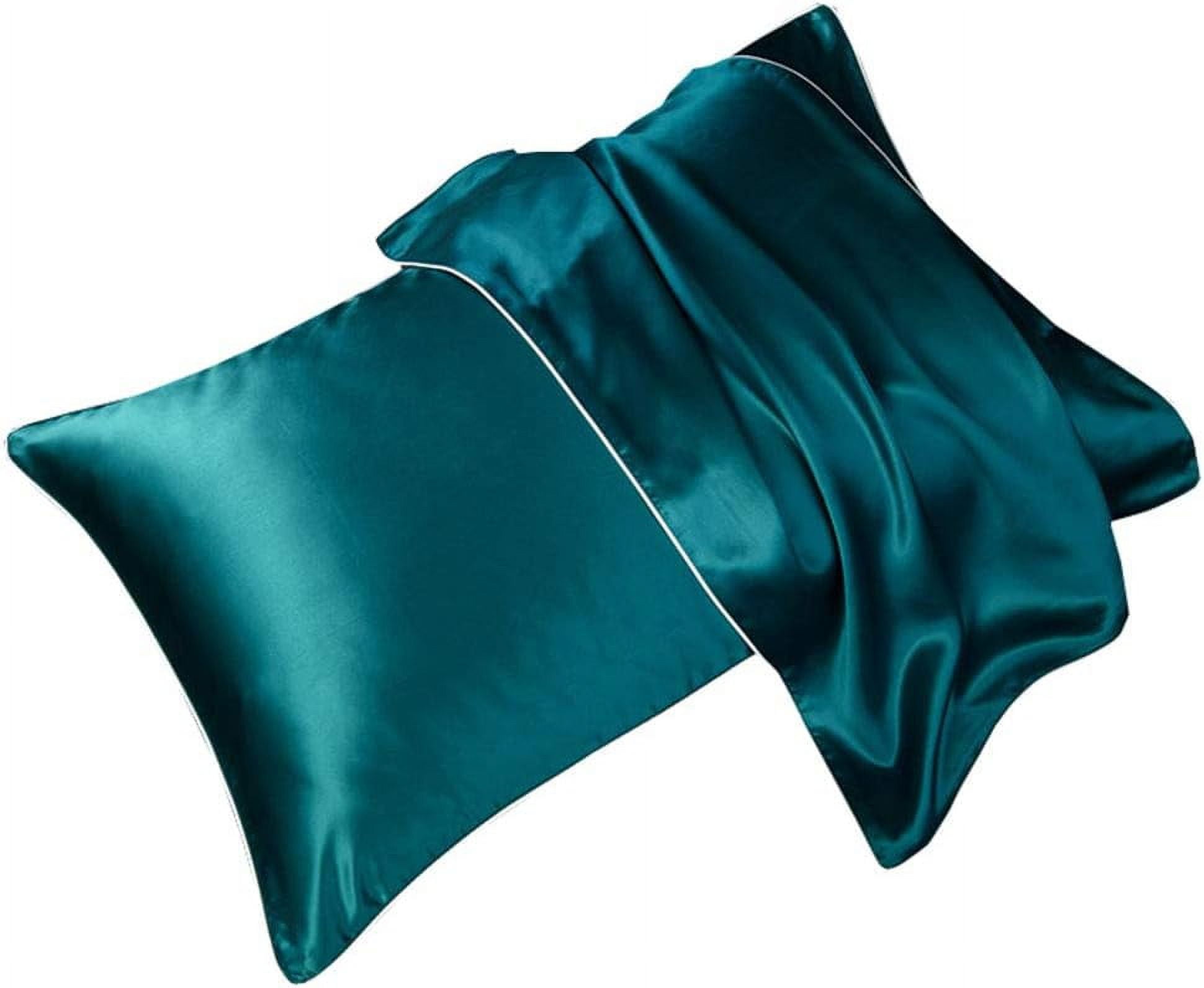 ERDOUY 2 Pack 100% Silk Pillowcases for Hair and Skin 19 Momme Silk Bed Pillowcases with Envelope Closure (Queen Size, Peacock Blue)