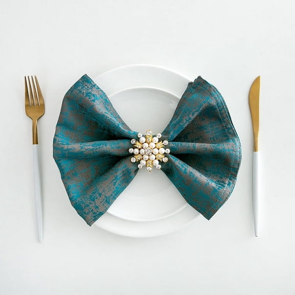 ERDOUY 2 Pack Damask Cloth Napkins 19.68 x 19.68 Inch, Jacquard Table Cloth Napkins Square Satin Napkins Fabric Dinner Napkins for Wedding Party Banquet, Dark Blue Green