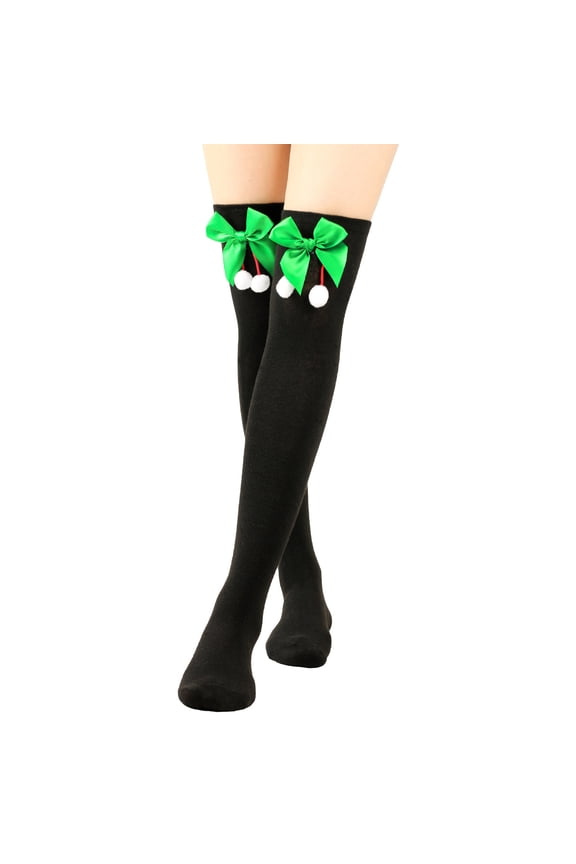 2 Pairs Over Knee Socks Knee-High Socks High Thigh Boot Stockings Women Knee Highs Socks for Girl Cosplay, Daily Wear,Black