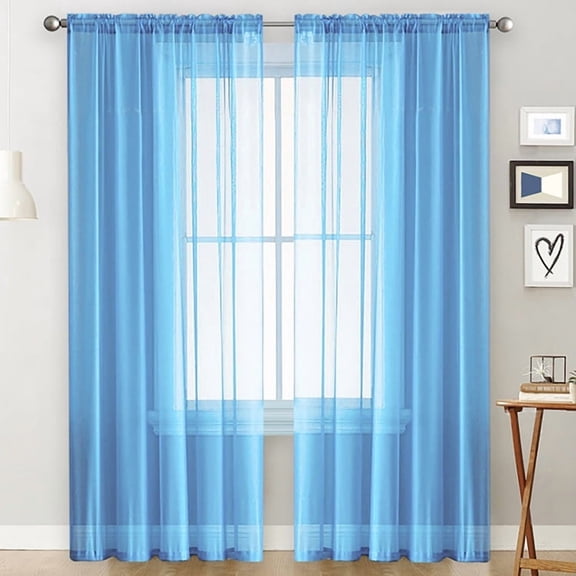 ERDOUY 2 Panels 5284in Transparent Window Screen Curtains, Lightweight Replacement for Living Room, Bedroom & Home Decor, Blue