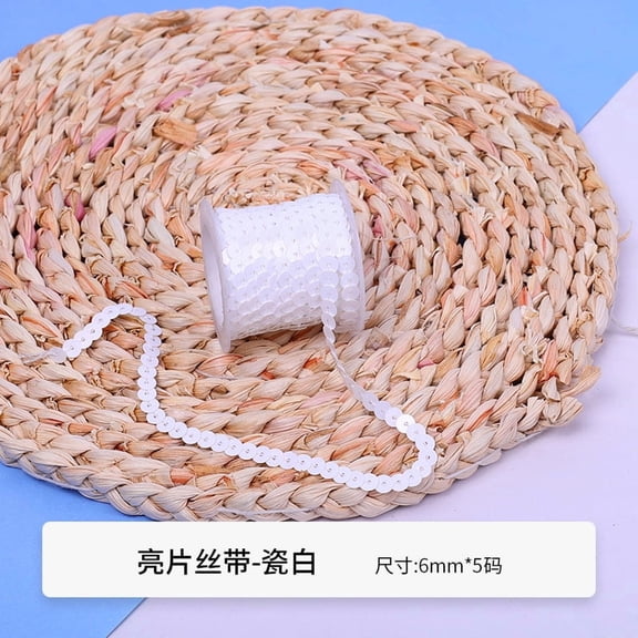 ERDOUY 2-Piece White Sparkly Sequin Polyester Ribbon, 0.23"5Yard Soft Shimmering Wrapping Ribbon Bulk for Gift Packaging & DIY Craft Decoration