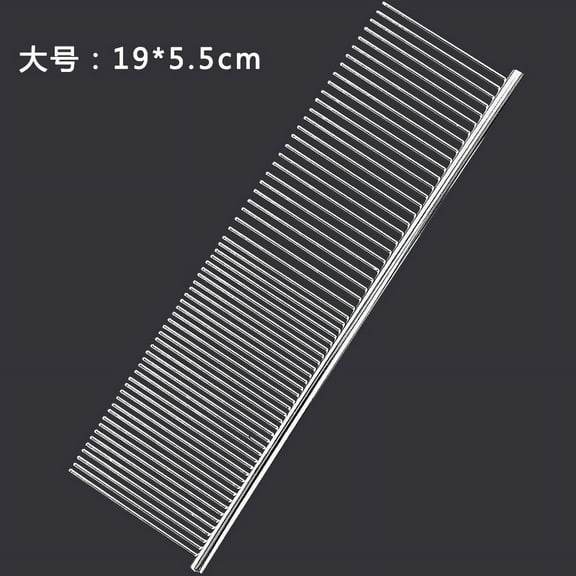 ERDOUY 2-piece electroplated pet comb, durable and exquisite craftsmanship, straight lined grooming comb for dogs, silver (large size)