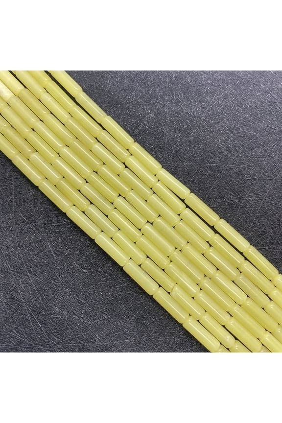 2-piece men's and women's bracelets, necklaces, woven DIY yellow natural stone jewelry accessories, natural stone cylindrical loose bead jewelry (4X13mm)