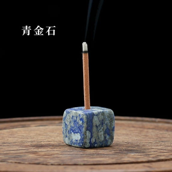 ERDOUY 2 pieces of natural blue block crystal raw stone incense holder, natural crystal stone aromatherapy stone ornament, incense burner for Buddha incense base