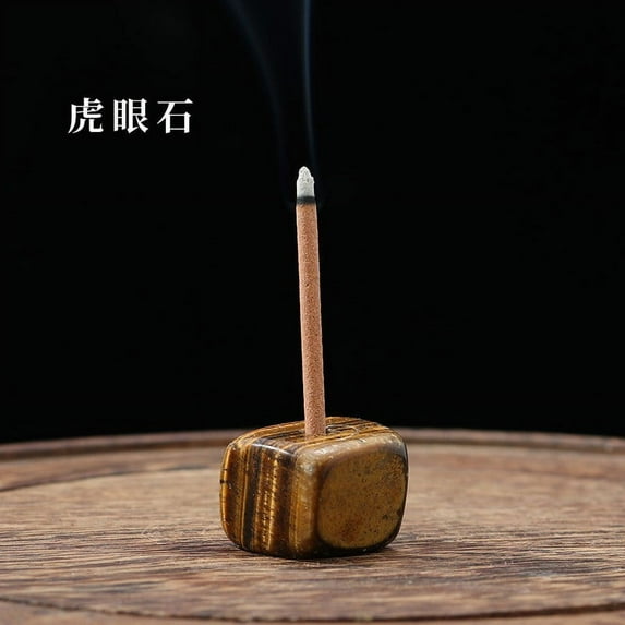 ERDOUY 2 pieces of natural brown block crystal raw stone incense holder, natural crystal stone aromatherapy stone ornament, incense burner for Buddha incense base