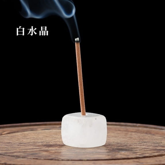 ERDOUY 2 pieces of natural white block crystal raw stone incense holder, natural crystal stone aromatherapy stone ornament, incense burner for Buddha incense base