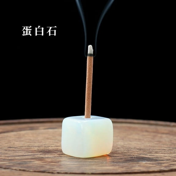 ERDOUY 2 pieces of natural white block opal crystal raw stone incense holder, natural crystal stone aromatherapy stone ornament, incense burner for Buddha incense base