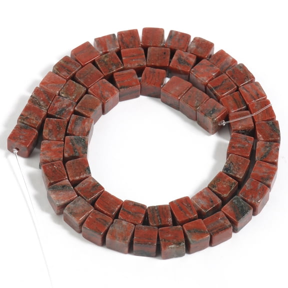 ERDOUY 2 pieces of natural stone bead beads, natural red textured block stone DIY handmade bead jewelry accessories, 4mm