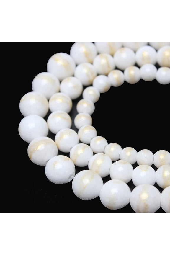 2 pieces pure white gold textured natural stone scattered beads DIY handmade bead bracelet necklace woven jewelry accessories 8mm