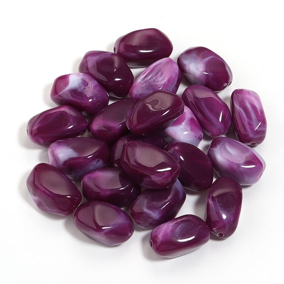 ERDOUY 20 Pcs Dark Purple Red Irregular Acrylic Beads, 2520mm 2.2mm Large Hole Stone Textured Loose Beads, DIY Craft Supplies for Macrame Projects, Clothing Ornaments and Handbag Embellishment