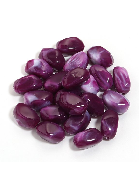 20 Pcs Dark Purple Red Irregular Acrylic Beads, 2520mm 2.2mm Large Hole Stone Textured Loose Beads, DIY Craft Supplies for Macrame Projects, Clothing Ornaments and Handbag Embellishment