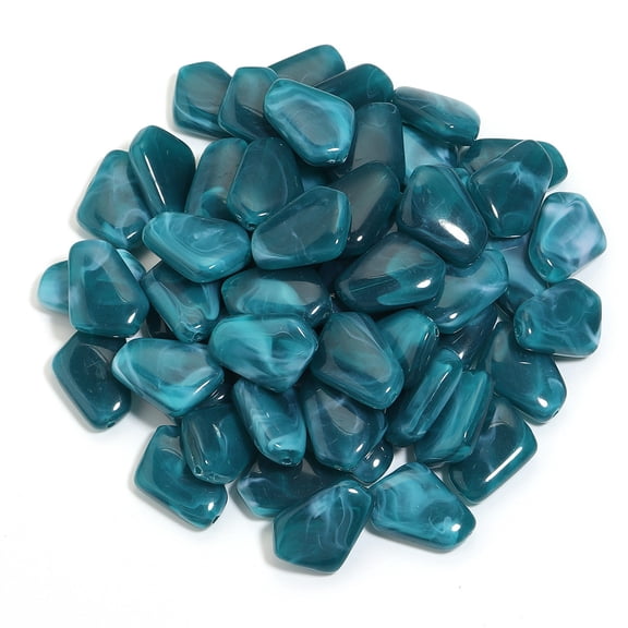 ERDOUY 20 Pcs Lake Blue Irregular Acrylic Beads, 2518mm 1.5mm Large Hole Stone Textured Loose Beads, DIY Craft Supplies for Macrame Projects, Clothing Ornaments and Handbag Embellishment