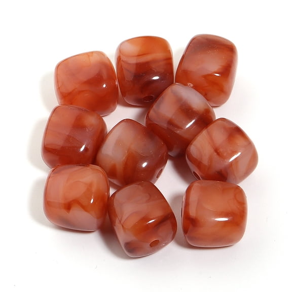 ERDOUY 20 Pieces 16*17mm with 2.9mm Hole Cube Acrylic Beads, Square Imitation Gem Loose Beads, DIY Craft Accessories for Necklaces, Bracelets & Keychains, Agate Color