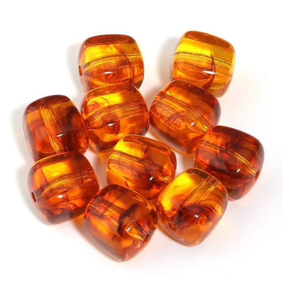 ERDOUY 20 Pieces 16*17mm with 2.9mm Hole Cube Acrylic Beads, Square Imitation Gem Loose Beads, DIY Craft Accessories for Necklaces, Bracelets & Keychains, Amber Color