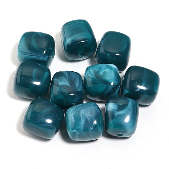 ERDOUY 20 Pieces 16*17mm with 2.9mm Hole Cube Acrylic Beads, Square Imitation Gem Loose Beads, DIY Craft Accessories for Necklaces, Bracelets & Keychains, Peacock Blue