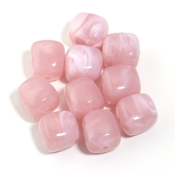 ERDOUY 20 Pieces 16*17mm with 2.9mm Hole Cube Acrylic Beads, Square Imitation Gem Loose Beads, DIY Craft Accessories for Necklaces, Bracelets & Keychains, Pink