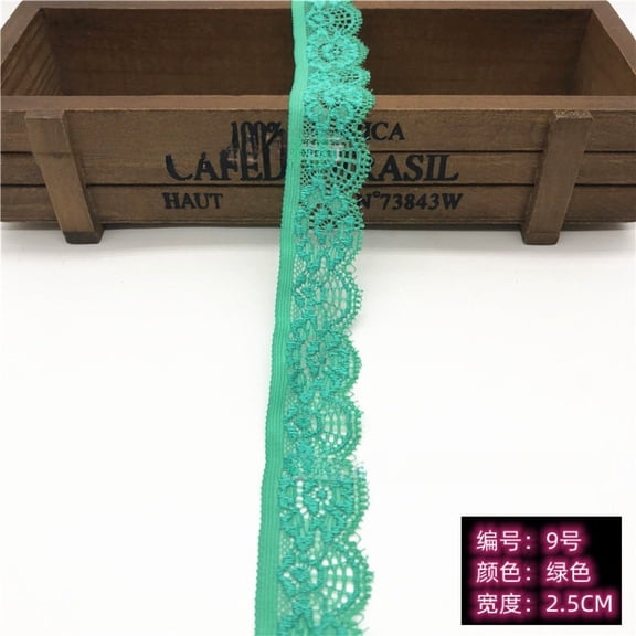 ERDOUY 20 Yards 1 Inch Wide Green Elastic Lace Trim, Floral Edge Lace Ribbon for Sewing Crafts, Wedding Party Decor & Clothing Embellishment