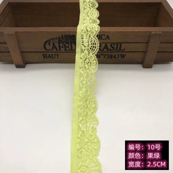 ERDOUY 20 Yards 1 Inch Wide Light Green Elastic Lace Trim, Floral Edge Lace Ribbon for Sewing Crafts, Wedding Party Decor & Clothing Embellishment