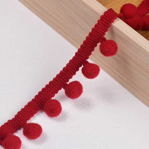 ERDOUY 20 Yards Mini Pompoms Ball Fringe Trim, 0.98" Wide Single Side Tassel Ribbon for Sewing Projects, Home Textiles & Craft Embellishments, Color 16