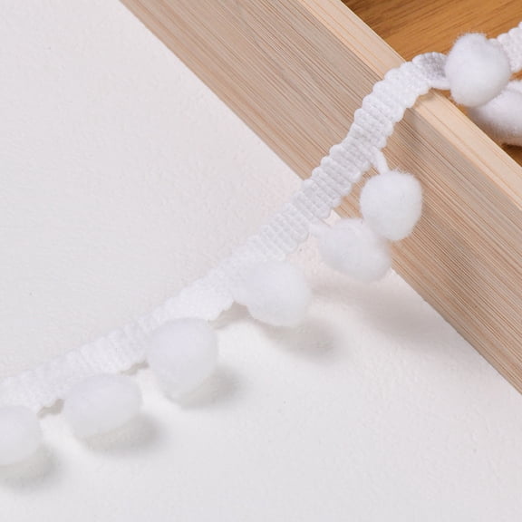 ERDOUY 20 Yards Mini Pompoms Ball Fringe Trim, 0.98" Wide Single Side Tassel Ribbon for Sewing Projects, Home Textiles & Craft Embellishments, Color 1