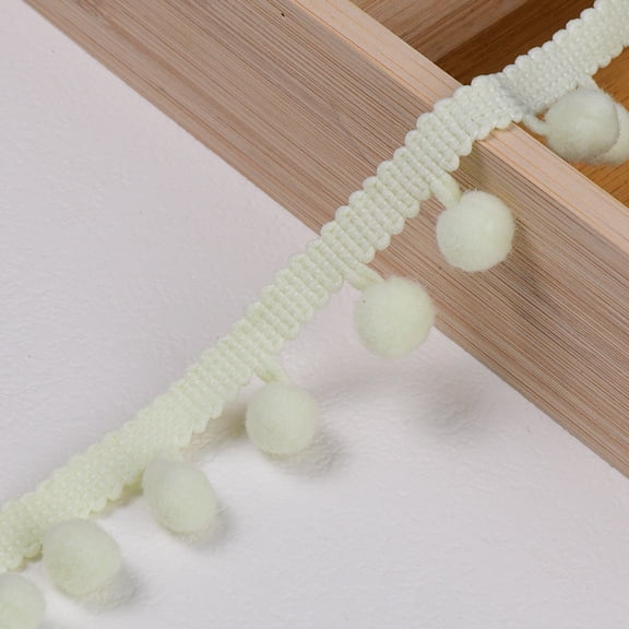 ERDOUY 20 Yards Mini Pompoms Ball Fringe Trim, 0.98" Wide Single Side Tassel Ribbon for Sewing Projects, Home Textiles & Craft Embellishments, Color 21