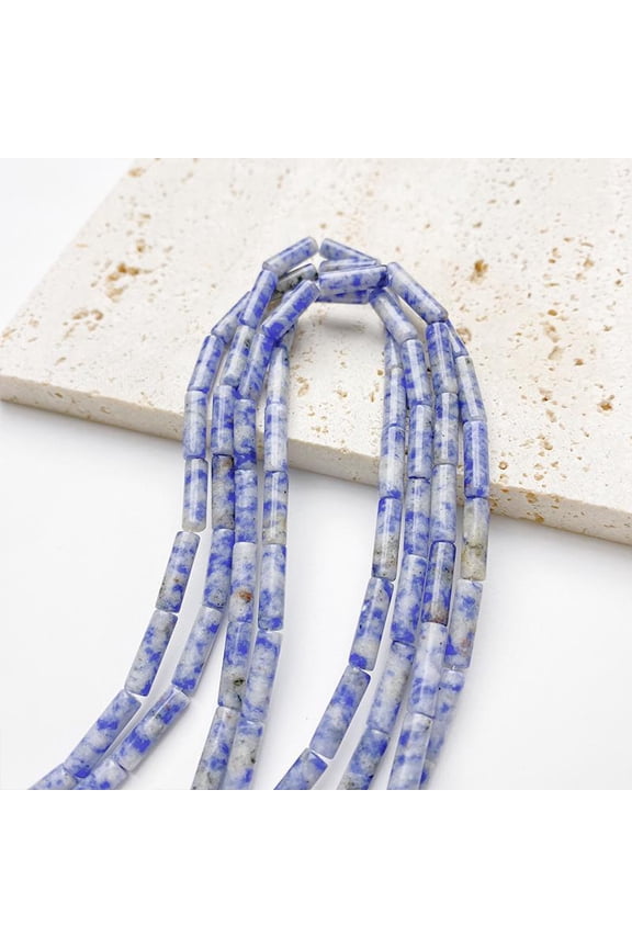 20 pieces 4 * 13mm blue speckled natural stone small round tube scattered beads separated beads DIY handmade bead bracelet necklace accessories