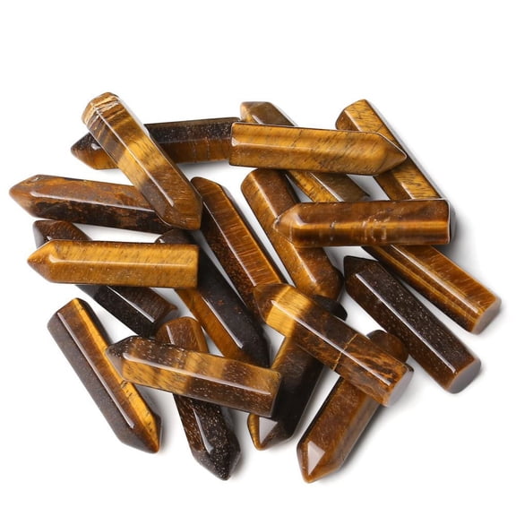 ERDOUY 20 pieces brown natural stone single pointed hexagonal column, natural energy stone handmade jewelry pendant accessories decorative crafts 32 * 8mm