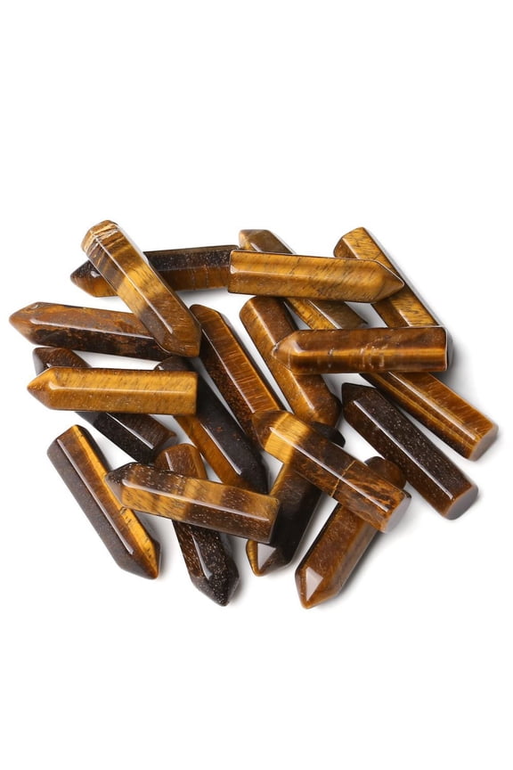 20 pieces brown natural stone single pointed hexagonal column, natural energy stone handmade jewelry pendant accessories decorative crafts 32 * 8mm