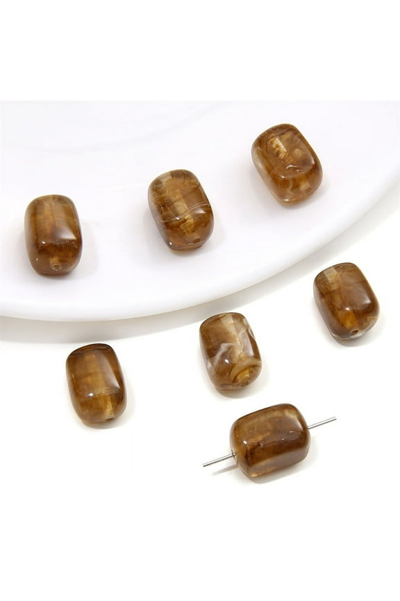 20 pieces perforated resin imitation stone amber brown dyed round beads scattered beads DIY handmade bead necklace bracelet material accessories