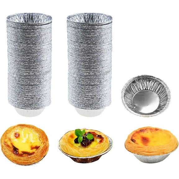 ERDOUY 200 Pcs Aluminum Foil Mini Pans, Great for Baking Tarts, Quiche, Pudding, etc.
