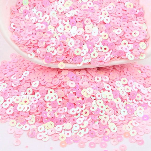 ERDOUY 2000 Pieces 5mm Round Flat Sequins Bulk, Shiny Glitter Embellishments for DIY Crafts, Art Projects, Sewing & Festival Decoration, Pink