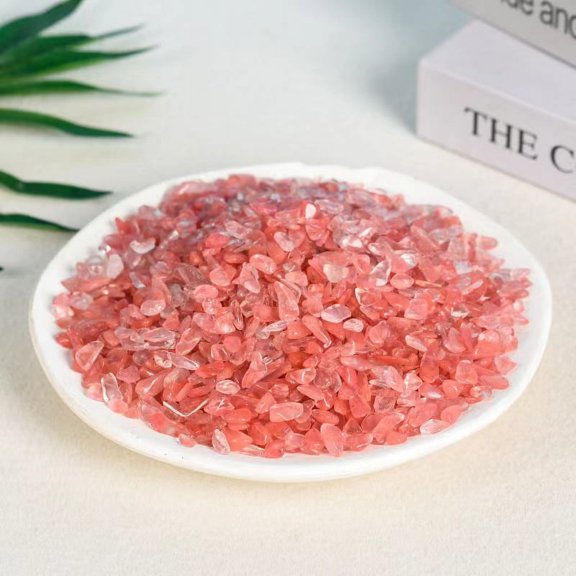 ERDOUY 200g natural red crystal crushed stone 5-7mm polished aromatherapy stone, natural crystal raw stone demagnetization stone fish tank decoration crushed stone
