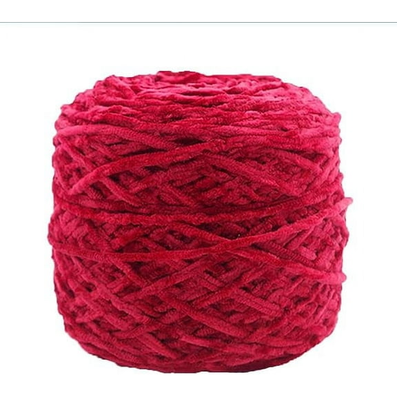 ERDOUY 250g Chenille Velvet Yarn Red Bulky Vegan Soft Yarn Velvet Knitting Yarn Polyester Blended Cotton Chenille Yarn Hand Knitting Yarn Crochet Thread for Clothing Hat Scarf Blanket