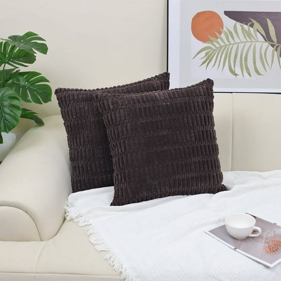 ERDOUY 2Pcs Simple wheat grain solid color pillowcase Classic and timeless, a simple pillowcase in a solid color that matches any bed 17.72x17.72inch(brown