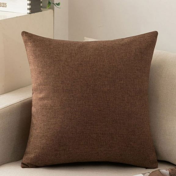 ERDOUY 2Pcs Solid color cotton linen pillow case Classic and timeless, pure color simple pillowcase, with any bed is brilliant 21.65x21.65inch(Coffee color