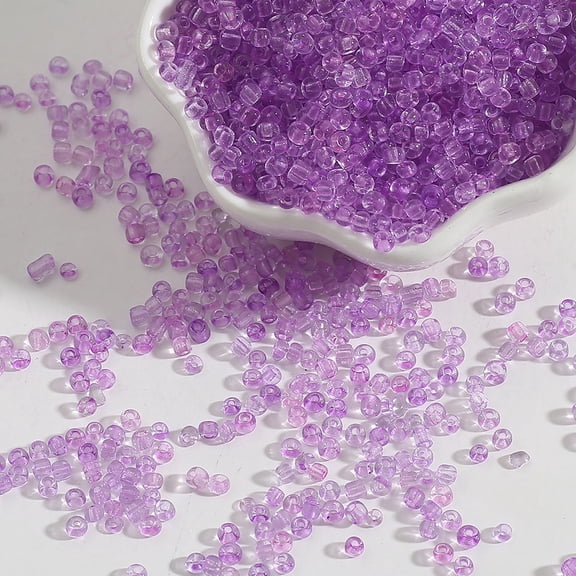 ERDOUY 2mm Transparent Glass Seed Beads 30g (Around 2000pcs), Tiny Craft Beads for Handmade Bracelets & Necklaces, Purple