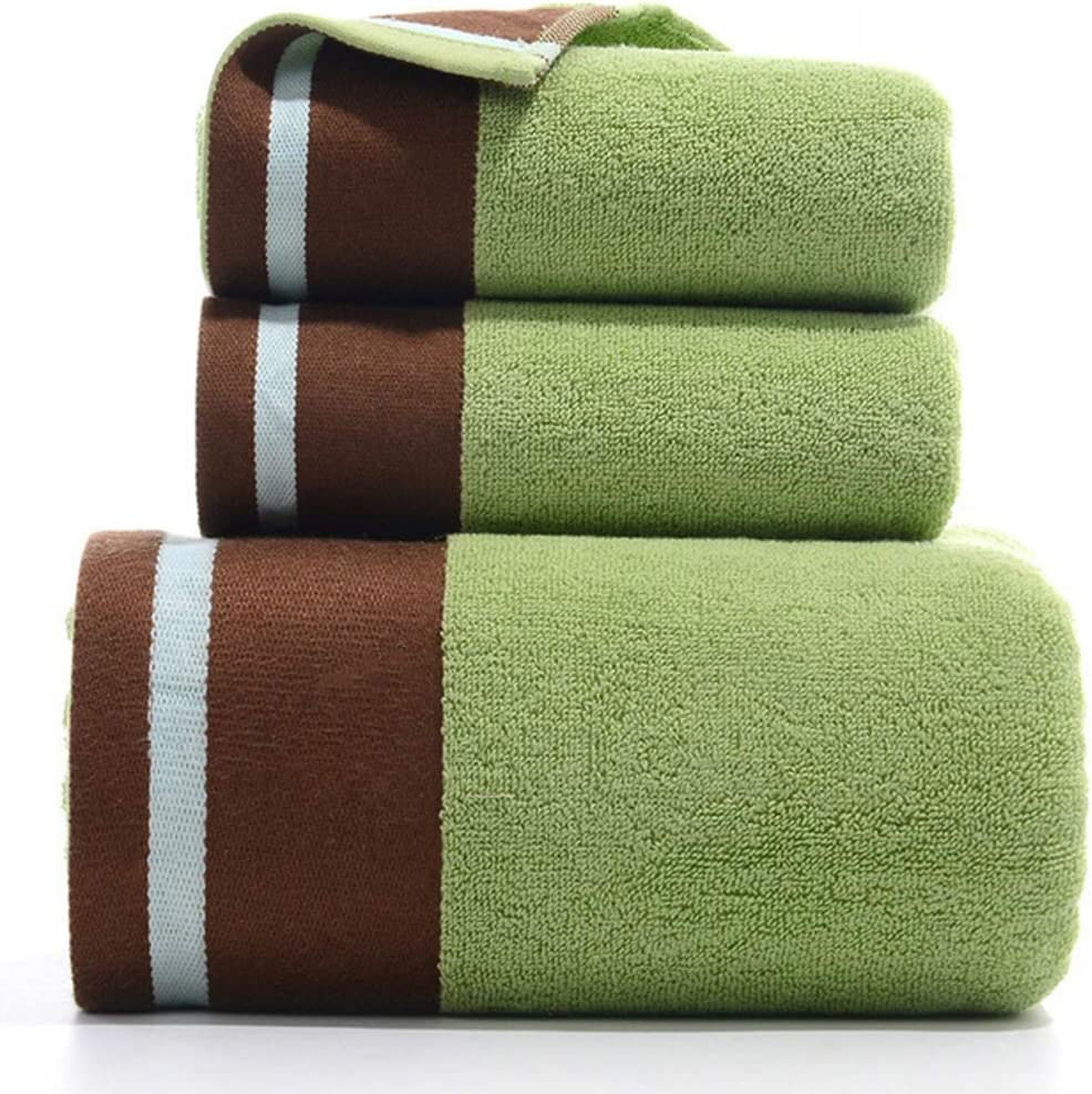 ERDOUY 3 Piece Bath Towel Set, Combed Cotton Bath Towels Absorbent Bath Sheets Soft Shower Towels Bathroom Hand Towel Luxury Bath Towels Sets for Bathroom,Green