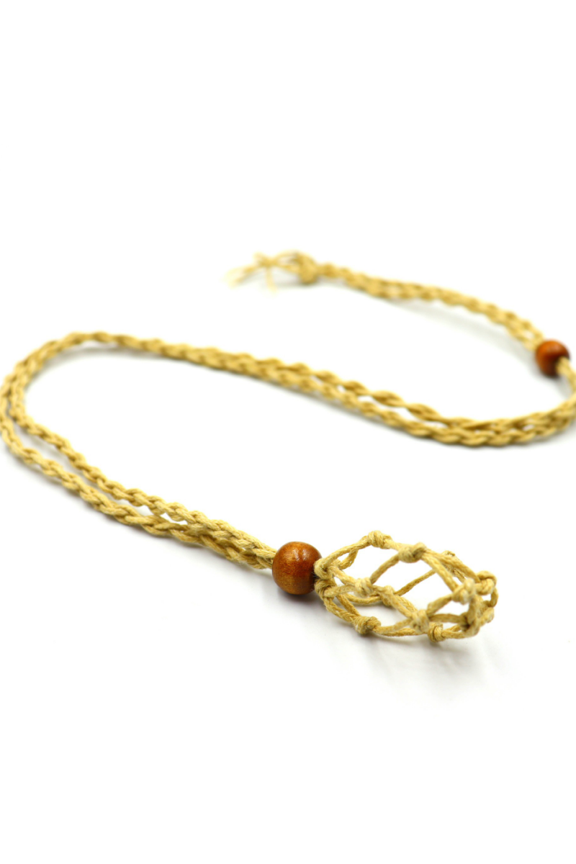 3 pcs 20 Inch Hand Braided Wax Necklace Cords, Natural Stone Pendant Ropes with 30-35mm Net Pouch, Durable Jewelry Strings for Beading & DIY Craft Making, Light Brown