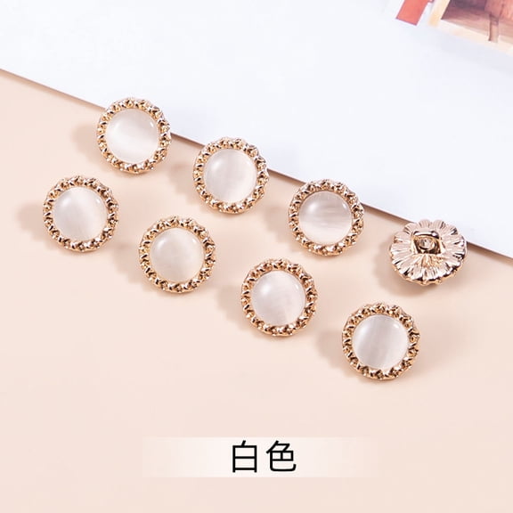 ERDOUY 30 Pcs 11.5mm White Metal Cat Eye Buttons, Garment Sewing Fasteners & Clasps, Decorative Sewing Buttons for Button Replacement & Craft Repair Decoration