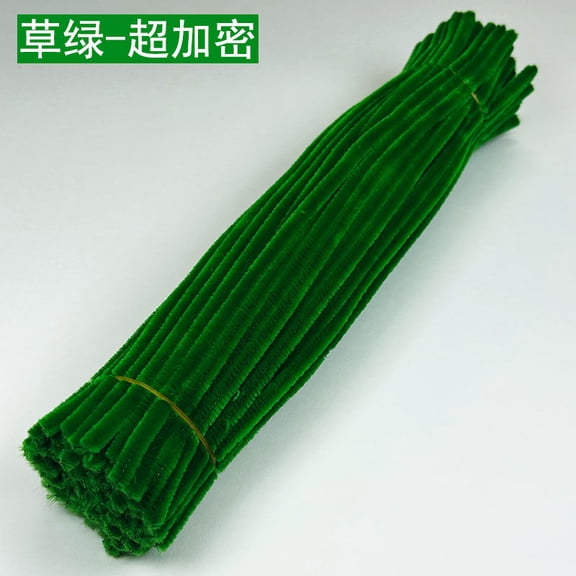 ERDOUY 300-Piece Bulk Soft Bendable Chenille Stems, 11.81"0.23" Flexible DIY Craft Supplies for Art & Handmade Projects, Dark Green 1