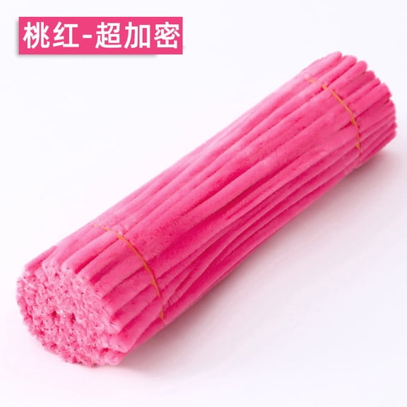 ERDOUY 300-Piece Bulk Soft Bendable Chenille Stems, 11.81"0.23" Flexible DIY Craft Supplies for Art & Handmade Projects, Dark Pink