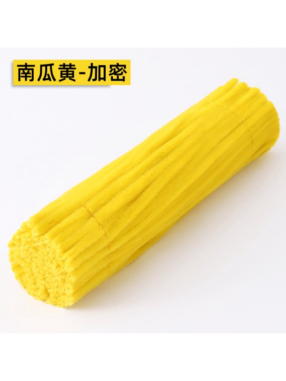300-Piece Bulk Soft Bendable Chenille Stems, 11.81"0.23" Flexible DIY Craft Supplies for Art & Handmade Projects, Yellow 1